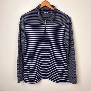 Lands’ End Blue Stripe 1/4 Zip Long Sleeve Top